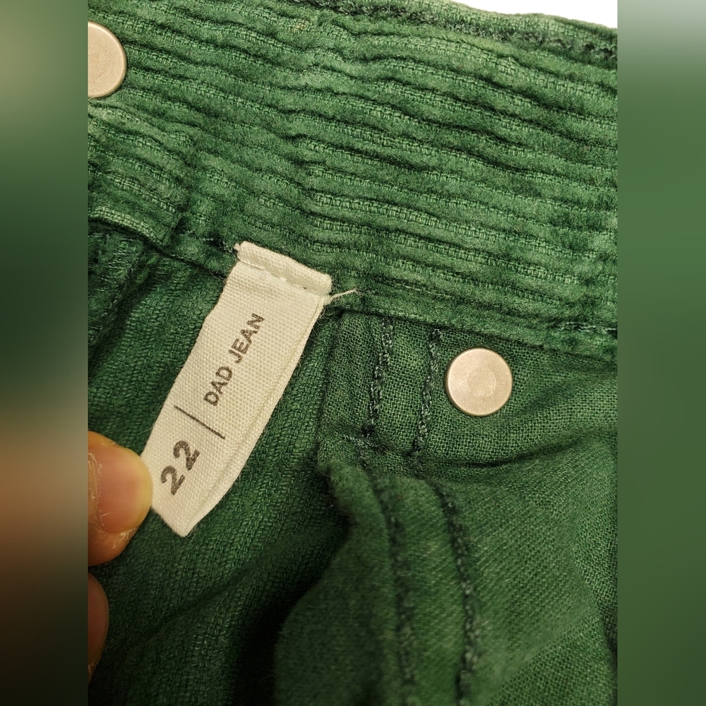 PacSun Green Corduroy Dad Jeans High Rise Button Fly Size: 22 - Picture 5 of 11